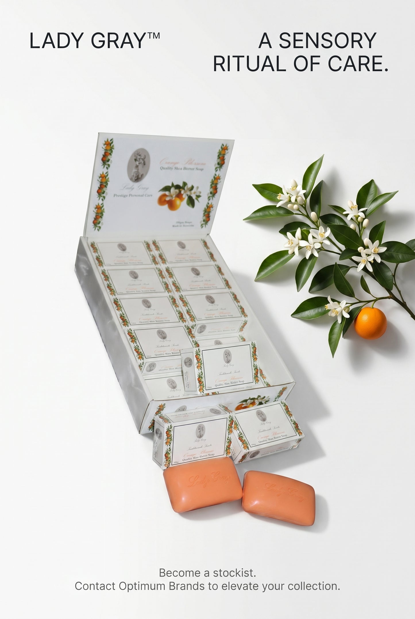 Lady Gray™ - Quality Shea Butter Soap - Orange Blossom - Display Box 20pack