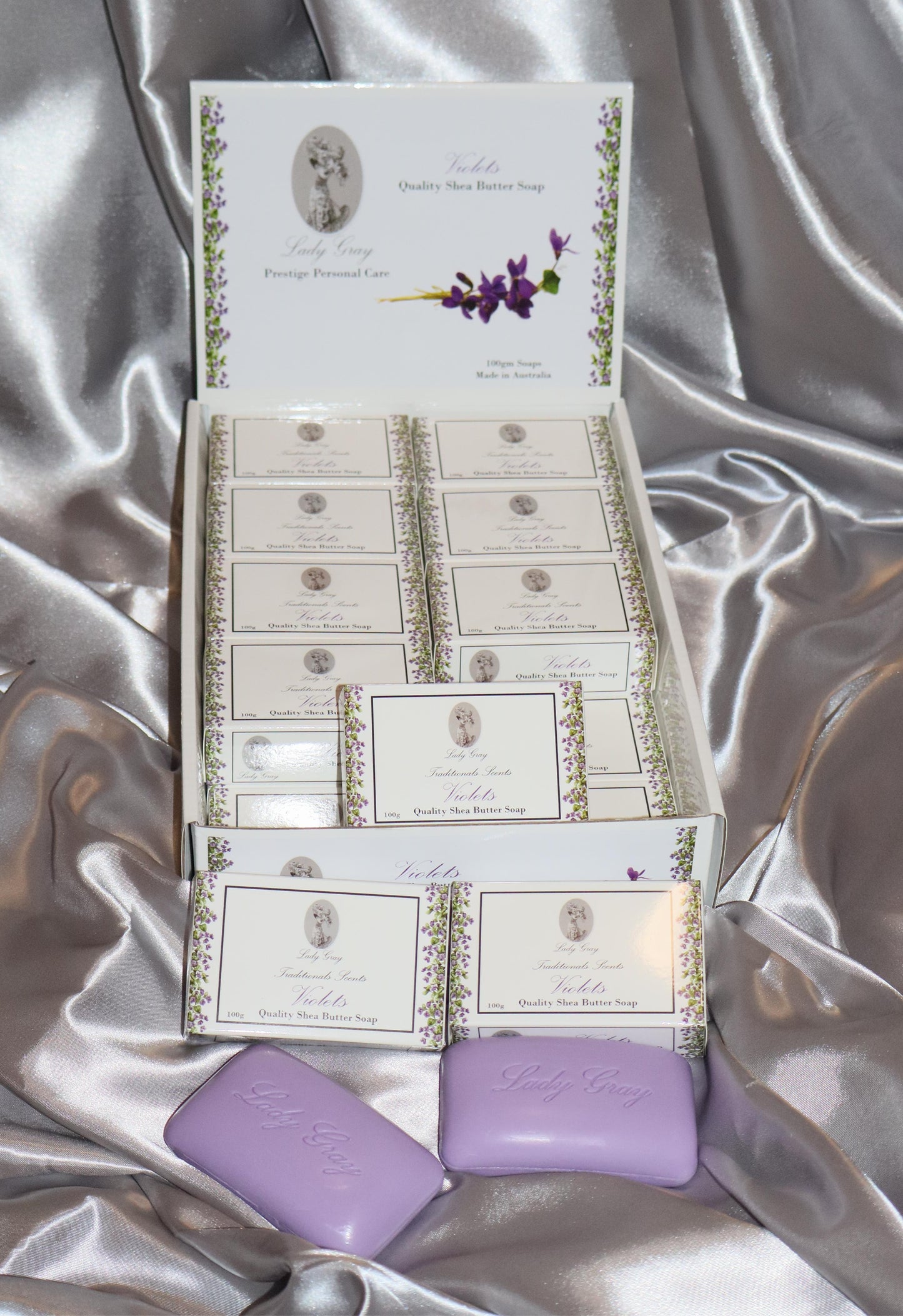 Lady Gray - Quality Shea Butter Soap - Violets - Display Box 20pack