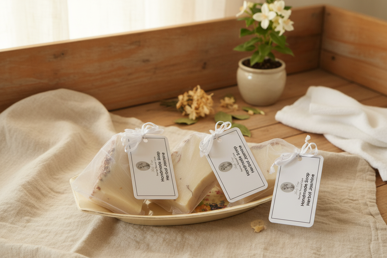 Jasmine soap with homely background