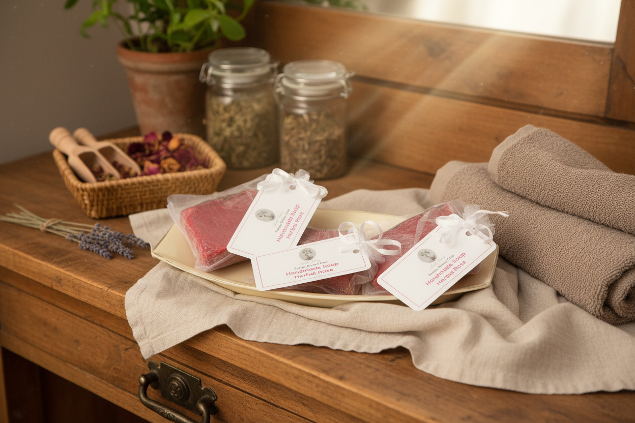 Rose soap with homely background